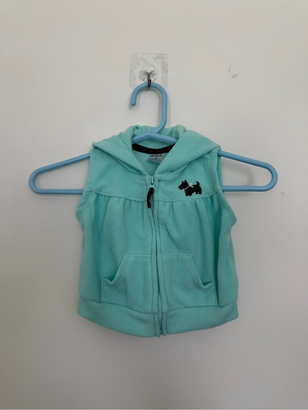 Carters 3 Months Baby Blue Comfy Hooded Bear Sleeveless Zippered Vest